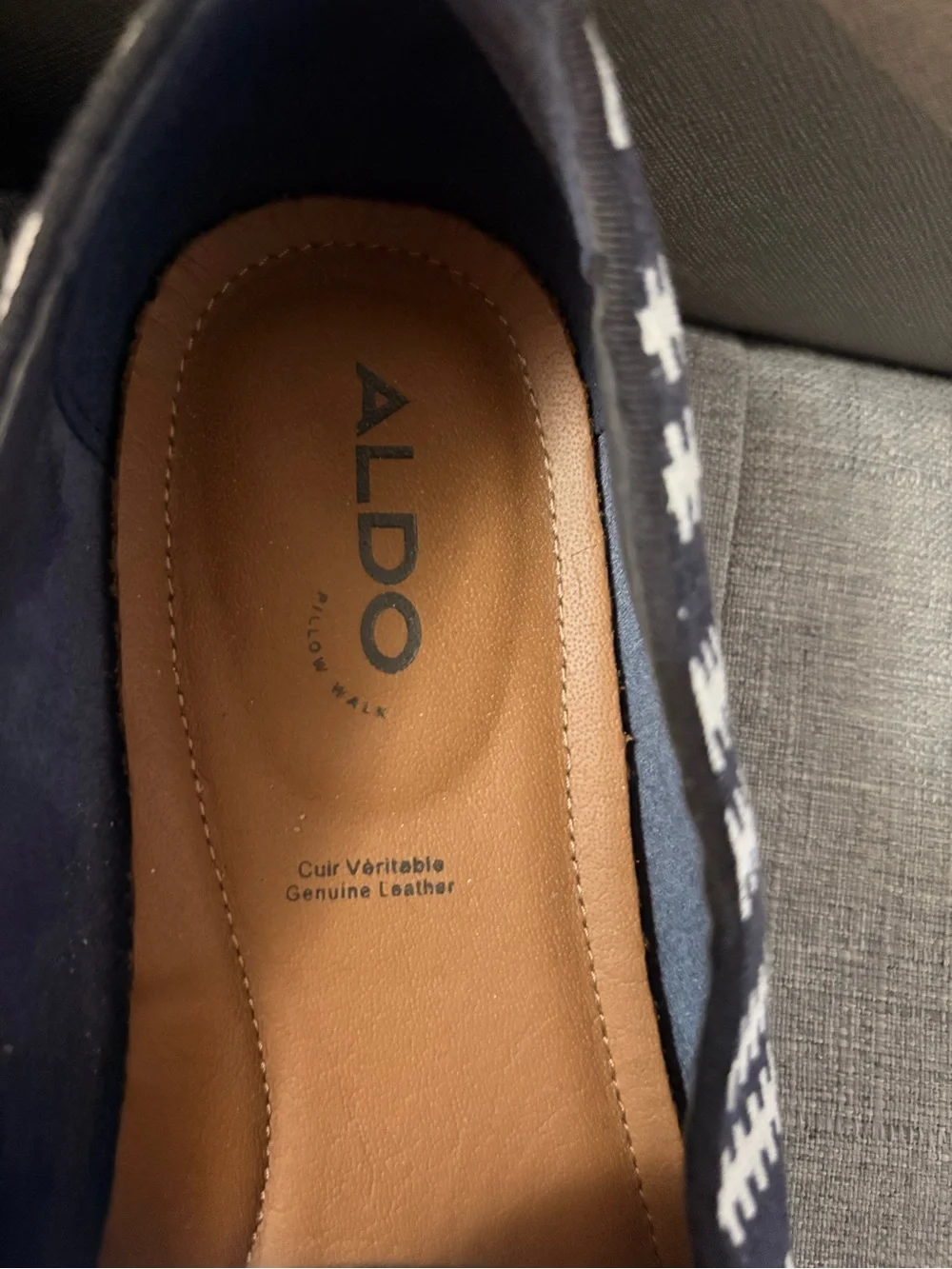 Aldo Men’s Navy and White Striped Woven Loafers